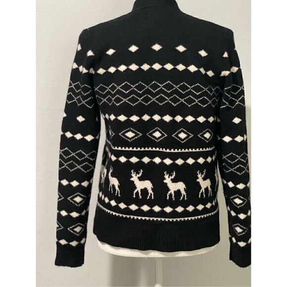 Loft NWT Reindeer black ivory cozy plush sweater S - Picture 3 of 5